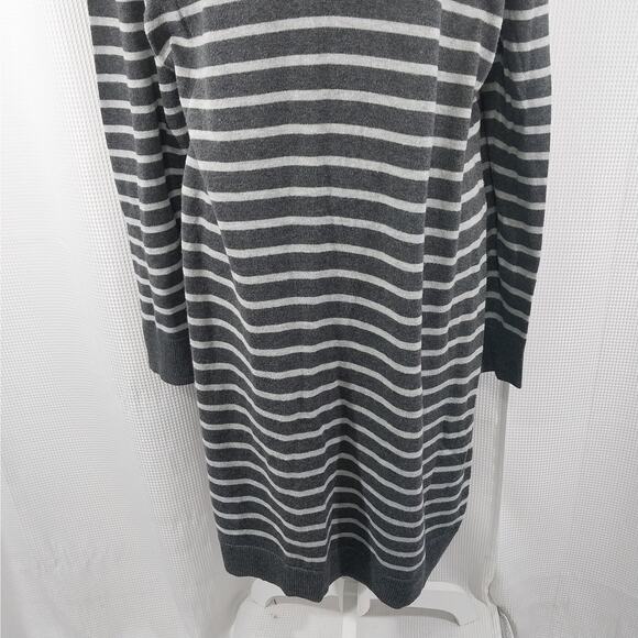 OLD NAVY! ASH & CHARCOAL GRAY FINE KNIT STRIPED, V-NECK SEESTER DRESS! SZ XL - Picture 4 of 11